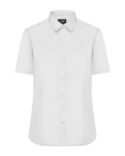 Ladies' Camicia Aqua Manica Corta Popeline Body Fit 105g/m² White