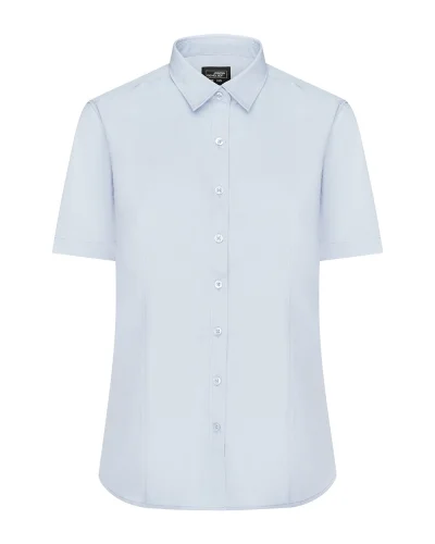 Ladies' Camicia Aqua Manica Corta Popeline Body Fit 105g/m² Light Blue