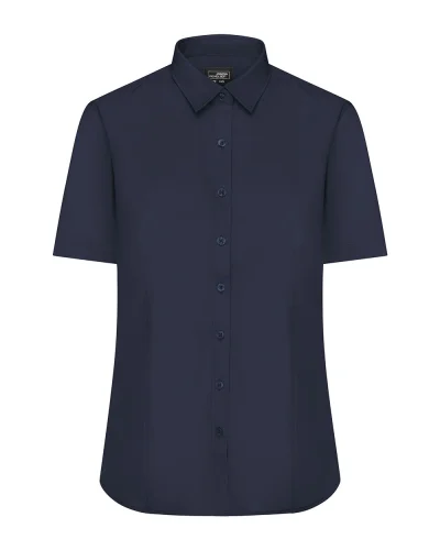 Ladies' Camicia Aqua Manica Corta Popeline Body Fit 105g/m² Navy