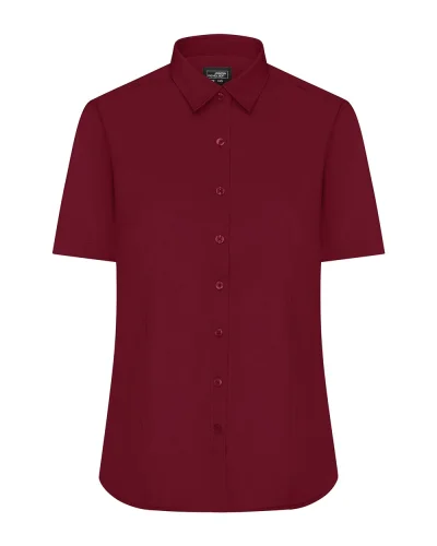 Ladies' Camicia Aqua Manica Corta Popeline Body Fit 105g/m² Wine