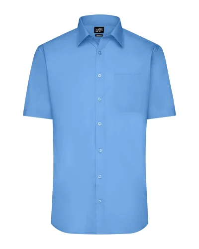 Aqua S Camicia Uomo Popeline Manica Corta Classic Fit Aqua
