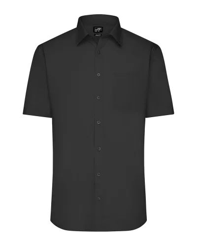 Aqua S Camicia Uomo Popeline Manica Corta Classic Fit Black