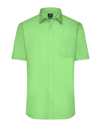 Aqua S Camicia Uomo Popeline Manica Corta Classic Fit Lime Green