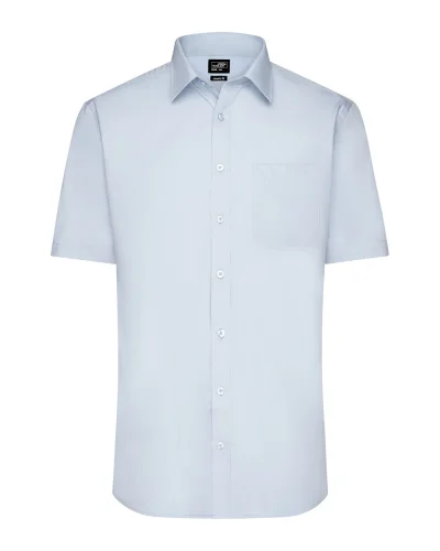Aqua S Camicia Uomo Popeline Manica Corta Classic Fit Light Blue
