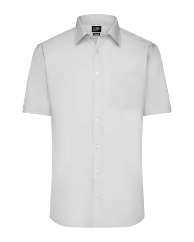 Aqua S Camicia Uomo Popeline Manica Corta Classic Fit Light Grey