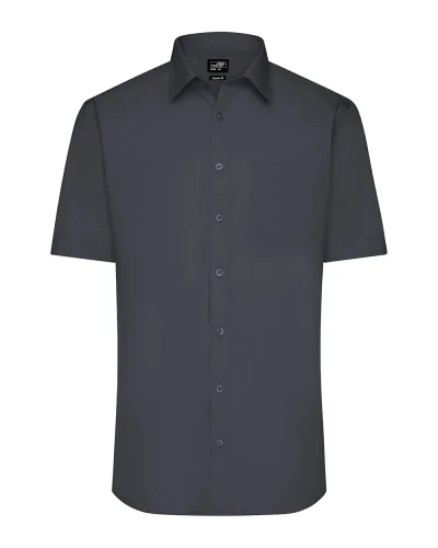 Aqua S Camicia Uomo Popeline Manica Corta Classic Fit Carbon