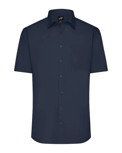 Aqua S Camicia Uomo Popeline Manica Corta Classic Fit Navy
