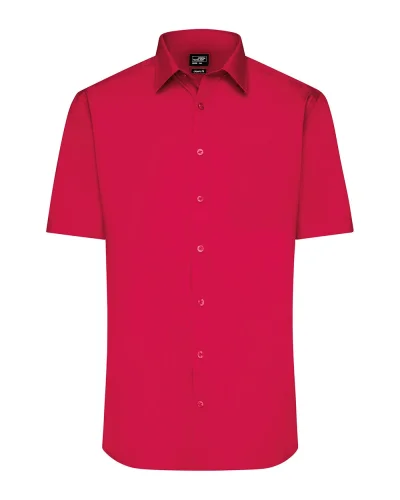 Aqua S Camicia Uomo Popeline Manica Corta Classic Fit Red