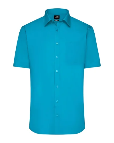 Aqua S Camicia Uomo Popeline Manica Corta Classic Fit Turquoise