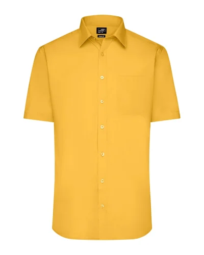 Aqua S Camicia Uomo Popeline Manica Corta Classic Fit Yellow