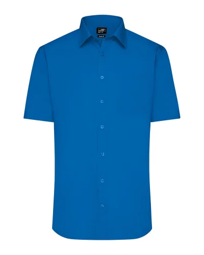 Aqua S Camicia Uomo Popeline Manica Corta Classic Fit Royal