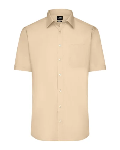 Aqua S Camicia Uomo Popeline Manica Corta Classic Fit Stone