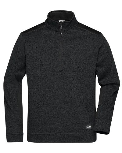 Pile da lavoro in maglia da uomo con mezza cerniera Black / Black