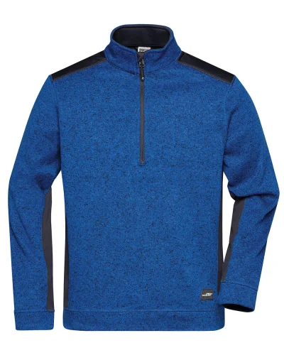 Pile da lavoro in maglia da uomo con mezza cerniera Royal-Melange-Navy