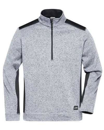 Pile da lavoro in maglia da uomo con mezza cerniera White-Melange-Carbon