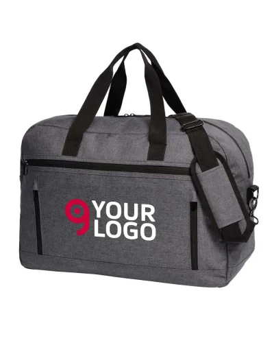 Borsa Travel Fashion nera 40L, 3 tasche zip, tracolla regolabile