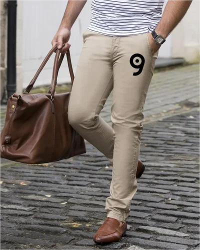 Adam Slim Chinos Uomo, Twill Stretch, Cotone Beige, Slim Fit