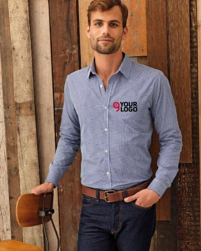 GANT Camicia Uomo Microcheck Cotone Classica Manica Lunga