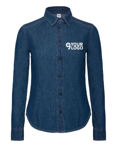 DNM Vision Camicia Donna Denim 100% Cotone Body Fit Delavé
