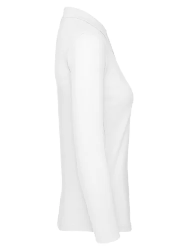 Polo donna maniche lunghe cotone piquè 180g, vestibilità regular