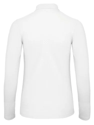 Polo donna maniche lunghe cotone piquè 180g, vestibilità regular