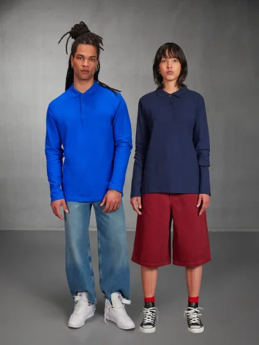 Polo maniche lunghe cotone 180g B&C Medium Fit, vari colori