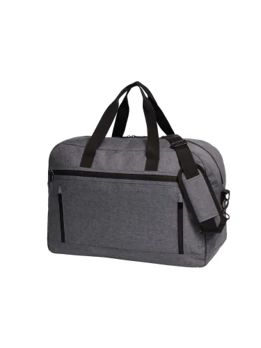 Borsa Travel Fashion nera 40L, 3 tasche zip, tracolla regolabile