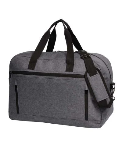 Borsa Travel Fashion nera 40L, 3 tasche zip, tracolla regolabile