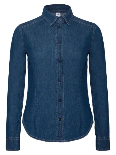 DNM Vision Camicia Donna Denim 100% Cotone Body Fit Delavé