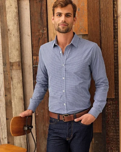 GANT Camicia Uomo Microcheck Cotone Classica Manica Lunga