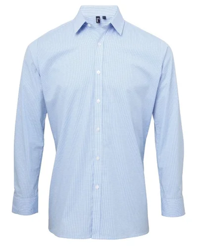 GANT Camicia Uomo Microcheck Cotone Classica Manica Lunga Light blue/white