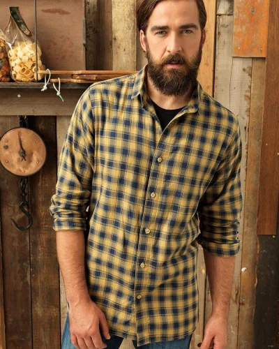 Bar Mulligan Camicia Uomo Cotone Quadri Colorata Manica Lunga