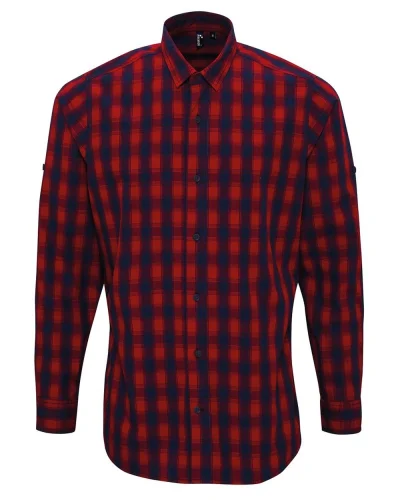 Bar Mulligan Camicia Uomo Cotone Quadri Colorata Manica Lunga Red/Navy