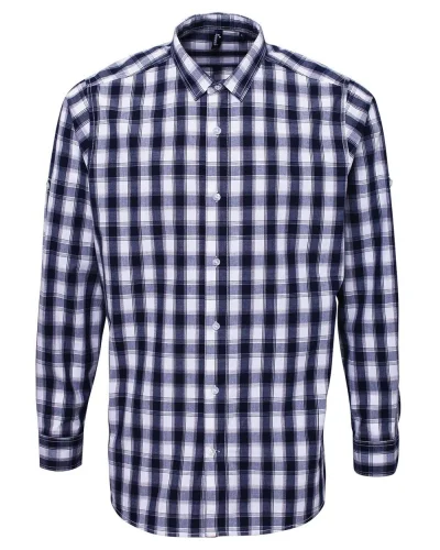 Bar Mulligan Camicia Uomo Cotone Quadri Colorata Manica Lunga White/Navy