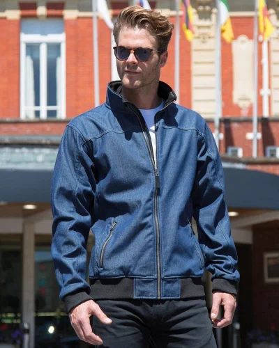 Giacca Softshell Denim Stonewash Uomo | Impermeabile
