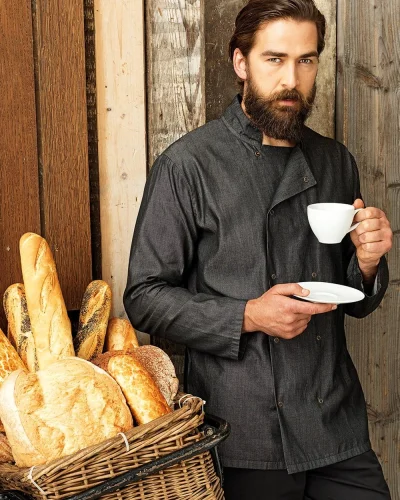 Giacca Chef Denim Unisex con Bottoni a Pressione