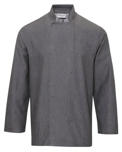 Giacca Chef Denim Unisex con Bottoni a Pressione Grey denim