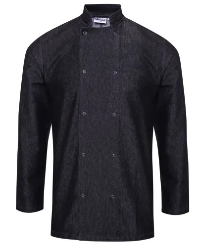 Giacca Chef Denim Unisex con Bottoni a Pressione Black denim