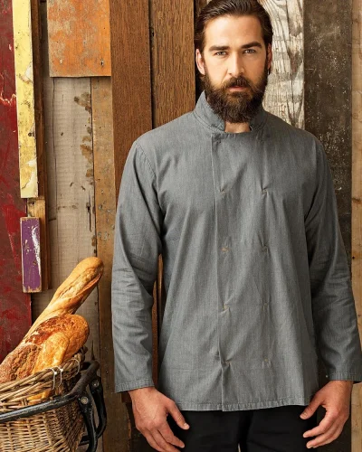 Giacca Chef Denim Unisex con Bottoni a Pressione