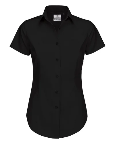 Camicia Donna Black Tie Slim, Popeline Stretch Black