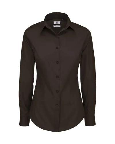 Camicia donna Slim Tie in cotone ed elastan 135g/m² Coffee Bean