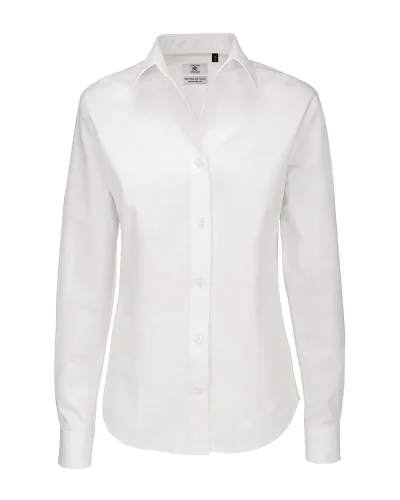 Camicia donna cotone, slim fit, polsino angolare White