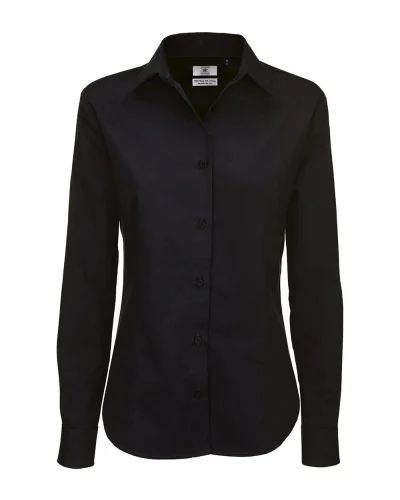 Camicia donna cotone, slim fit, polsino angolare Black
