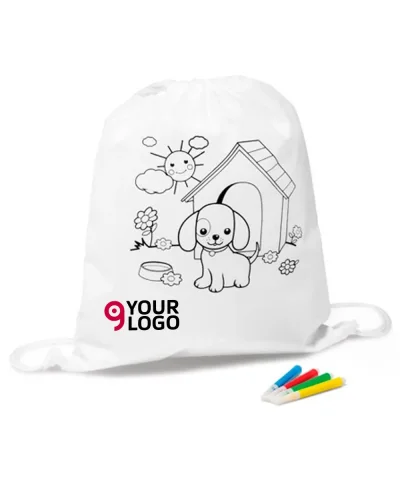 Zaino a Sacca da Colorare ColorJoy: Bianco con Pennarelli Inclusi