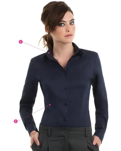Camicia donna cotone, slim fit, polsino angolare
