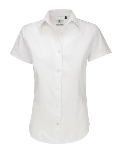 Camicia donna cotone twill slim fit, maniche corte, Bianca - Sol's