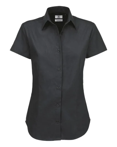 Camicia donna cotone twill slim fit, maniche corte, Bianca - Sol's