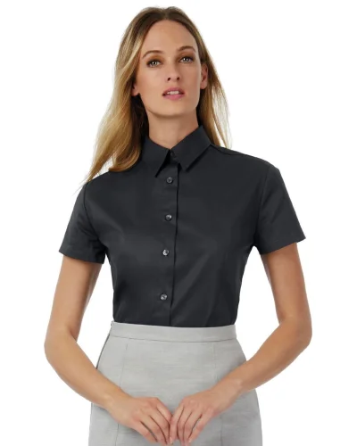 Camicia donna cotone twill slim fit, maniche corte, Bianca - Sol's