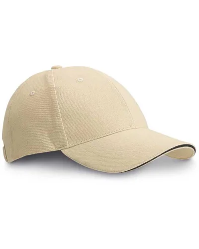 Cappellino sandwich cotone 6 pannelli, fibbia metallica Beige