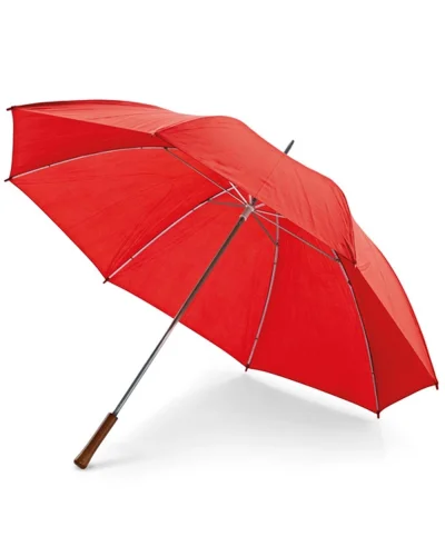 Ombrello golf in poliestere 190T ø127 cm manico legno elegante Rosso